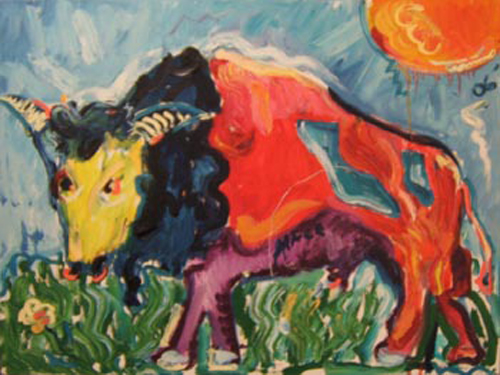 SOLD AN002 2006 'Beefalo' 24"x18"x2-1/2"