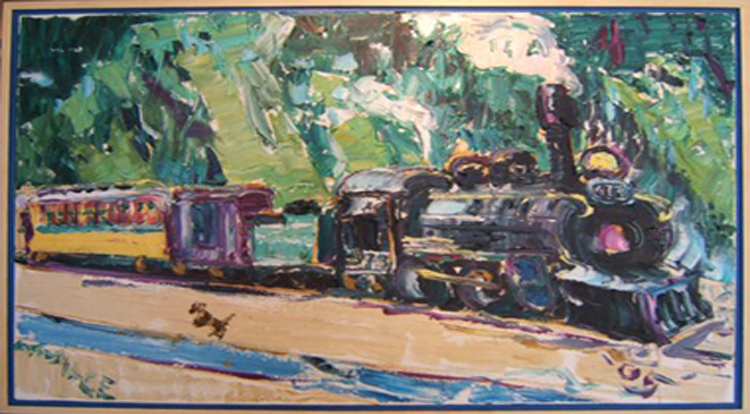 SOLD T003 2005 'Twisted Train' 36"x20"
