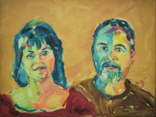 SOLD P022 2009 'Colorful Couple' 24"x18"