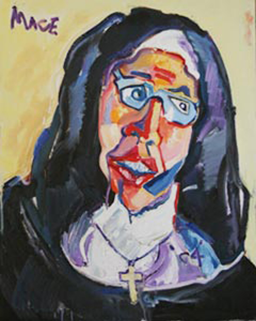 P065 'Sister Wendy' 24"x30" - 'Sister Wendy Beckett, Art Historian, Contemplates Others Expressions' 