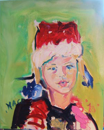 SOLD P074 2010 'Girl in Santa Hat' 16"x20"