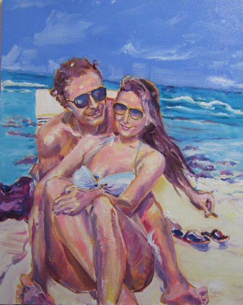 SOLD P077 2011 'Beach Couple' 24"x30"