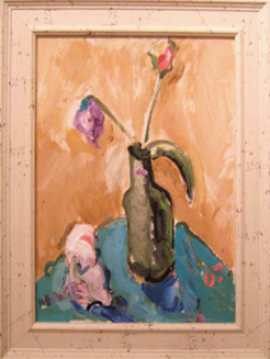 SL010 'Flowers in Bottle with Napkin' 12"x16" Oil